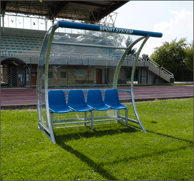Coppia elementi laterali per panchine riserve e allenatori in acciaio zincato S04414 e S04415, pannelli di policarbonato trasparente mm 3 S04414 Art. S04416