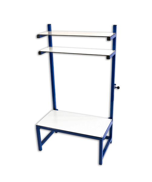 Panchina per disabili, struttura di acciaio, piano ribaltabile di cm 100×60 e doppio piano porta oggetti Art. S07318