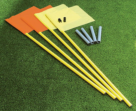 Beach Soccer Kit 10 bandierine di delimitazione pali h. cm 150 bussole e clips blocca bandiera. Art. P219