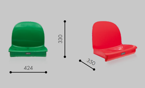 Seduta a scocca modello KUM 35cm profondità ridotta pp ignifugo. CL1 con anti UV