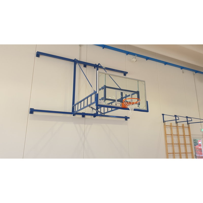 Impianto basket a parete Art. B 653 girevole certificato F.I.B.A sbalzo 320 cm