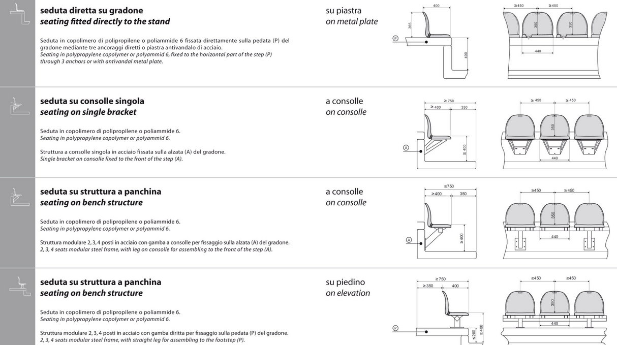 Seduta A Scocca Omega Polipropilene Ignifughe Classe 1 Con Anti UV